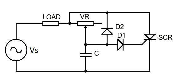 Half wave RC triggering circuit of thyristor 