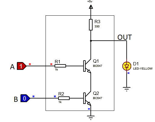 Implementation of NAND gate using transistors