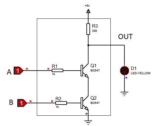 NAND gate implementation using transistors