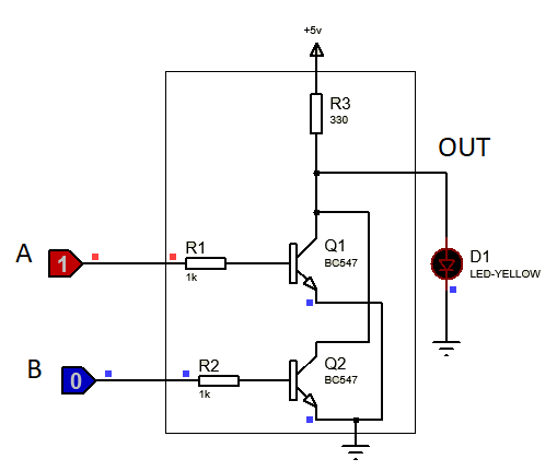 Implementation of NOR gate using transistors