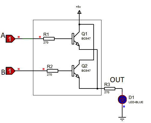 OR gate implementation using transistors
