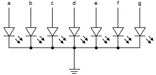 Common cathode seven segment display