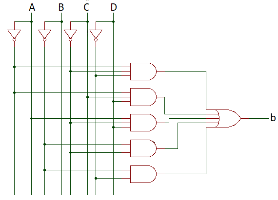 7-segment decoder segment 'b' logic circuit