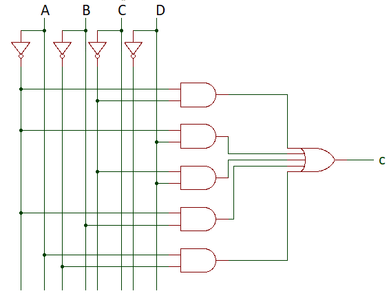 7-segment decoder segment 'c' logic circuit