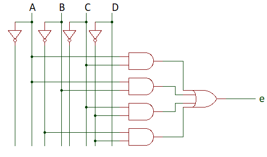 segment 'e' logic circuit for 7-segment decoder