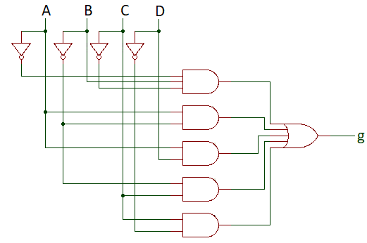 segment 'g' logic circuit for 7-segment decoder