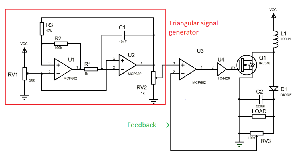 Boost converter circuit using op-amp