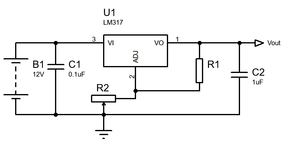 LM317 variable voltage regulator